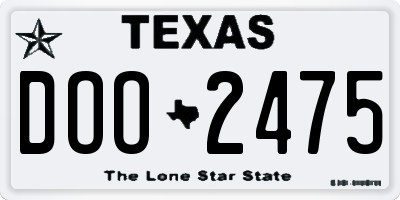 TX license plate DOO2475
