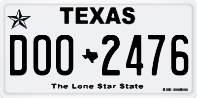 TX license plate DOO2476