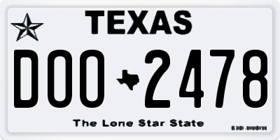 TX license plate DOO2478