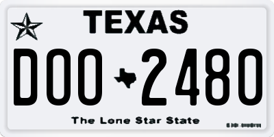 TX license plate DOO2480