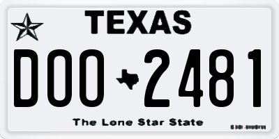 TX license plate DOO2481