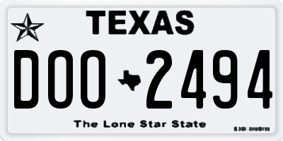 TX license plate DOO2494
