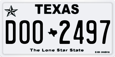 TX license plate DOO2497
