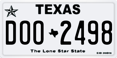 TX license plate DOO2498