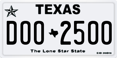 TX license plate DOO2500