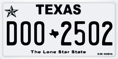 TX license plate DOO2502
