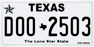 TX license plate DOO2503
