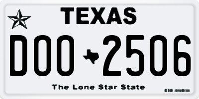 TX license plate DOO2506
