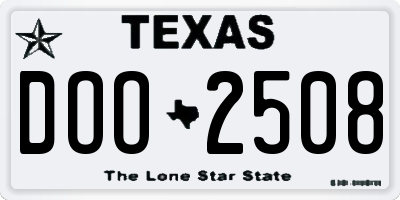 TX license plate DOO2508
