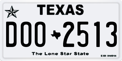 TX license plate DOO2513