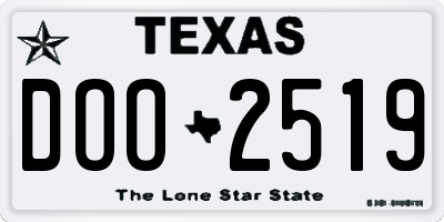 TX license plate DOO2519