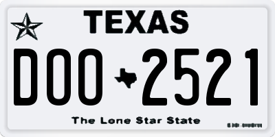 TX license plate DOO2521
