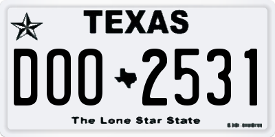 TX license plate DOO2531