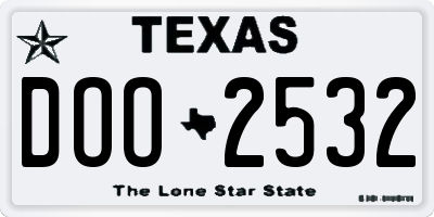 TX license plate DOO2532