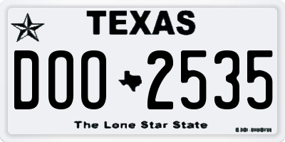TX license plate DOO2535