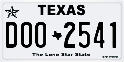 TX license plate DOO2541