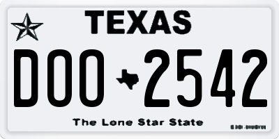 TX license plate DOO2542