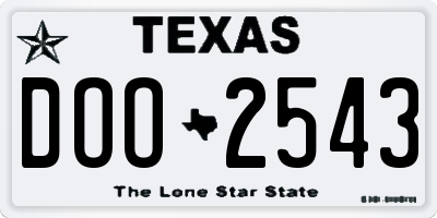 TX license plate DOO2543