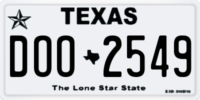 TX license plate DOO2549