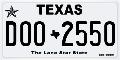 TX license plate DOO2550