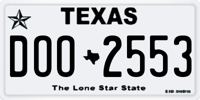 TX license plate DOO2553