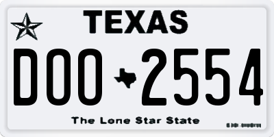 TX license plate DOO2554