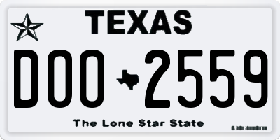 TX license plate DOO2559
