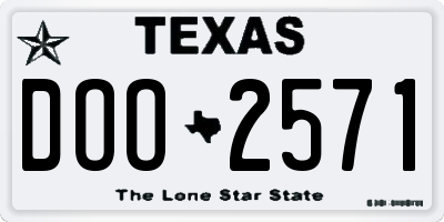 TX license plate DOO2571