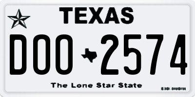TX license plate DOO2574