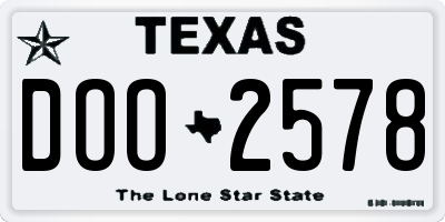 TX license plate DOO2578