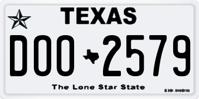 TX license plate DOO2579