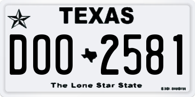TX license plate DOO2581