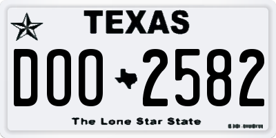 TX license plate DOO2582
