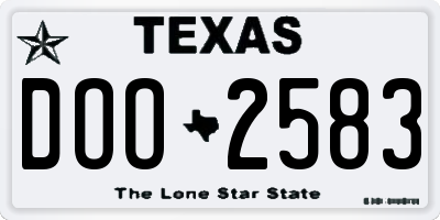 TX license plate DOO2583