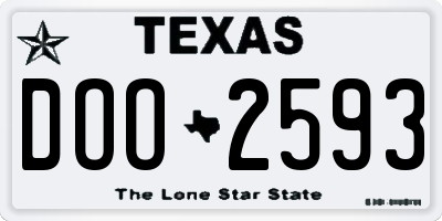TX license plate DOO2593