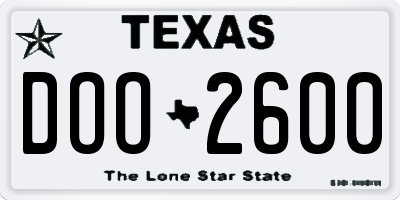 TX license plate DOO2600