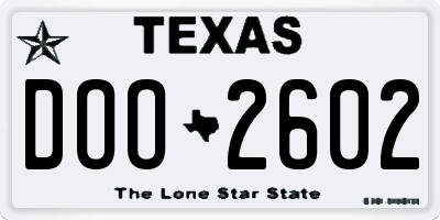 TX license plate DOO2602