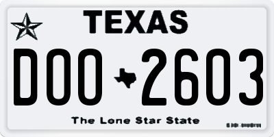 TX license plate DOO2603