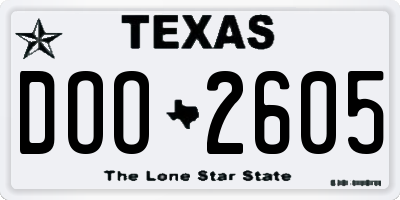 TX license plate DOO2605