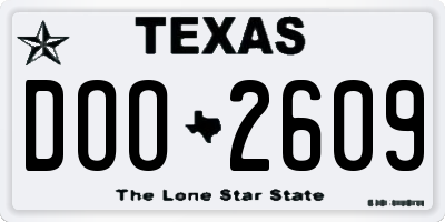 TX license plate DOO2609