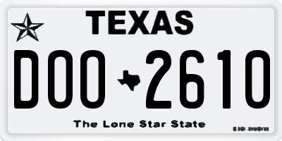 TX license plate DOO2610