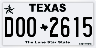TX license plate DOO2615
