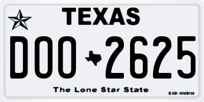 TX license plate DOO2625