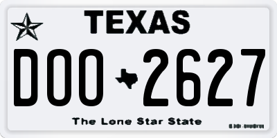 TX license plate DOO2627