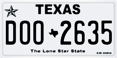 TX license plate DOO2635