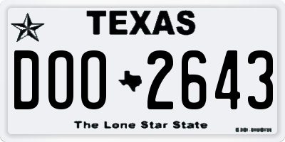 TX license plate DOO2643