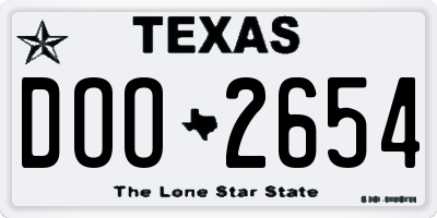 TX license plate DOO2654
