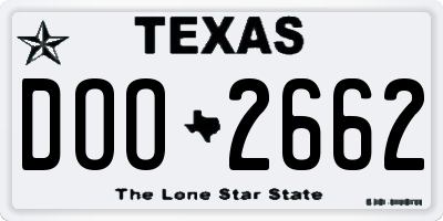 TX license plate DOO2662