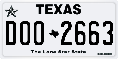 TX license plate DOO2663