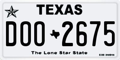 TX license plate DOO2675